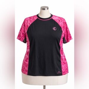 Aqua Design 5X Rash Guard Black Pink Short Sleeve Swim Top Plus Size